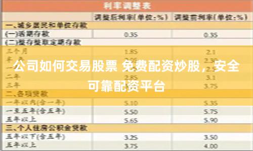 公司如何交易股票 免费配资炒股，安全可靠配资平台